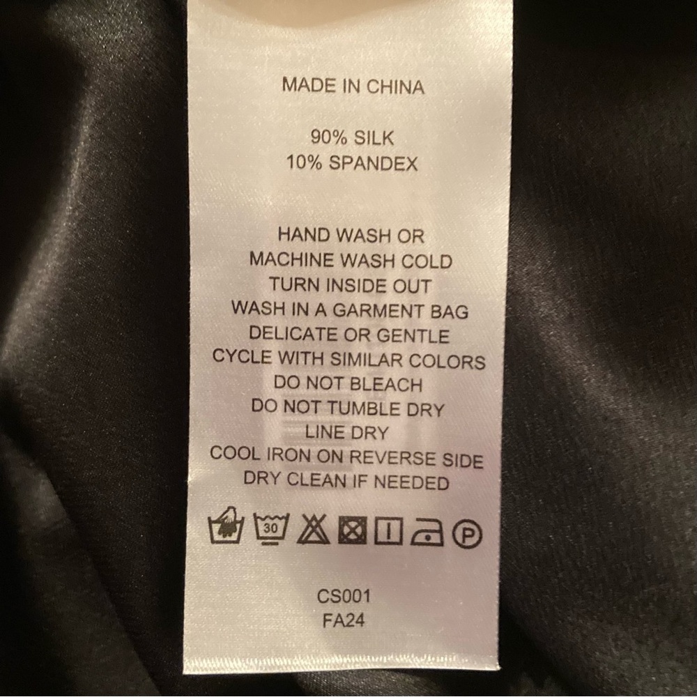 NEW Quince Washable Stretch Silk Puff Sleeve Mini Dress Black Satin Size XL - Picture 11 of 12